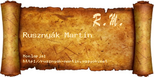 Rusznyák Martin névjegykártya